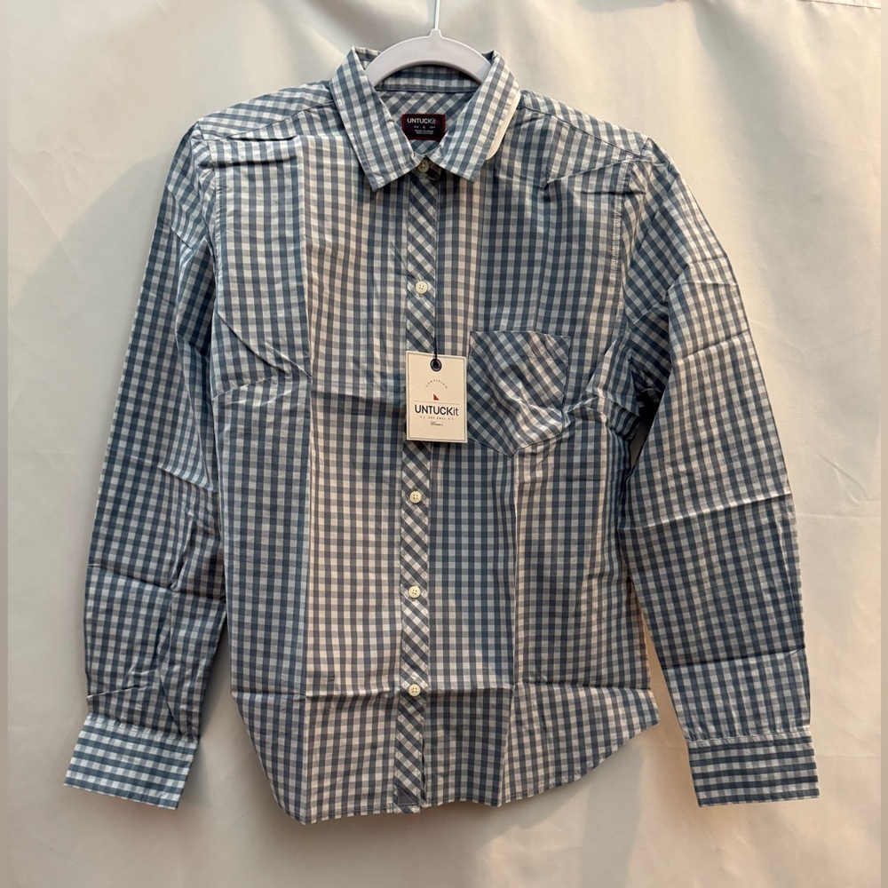 UNTUCKit Blue and White Gingham Button-Down Shirt